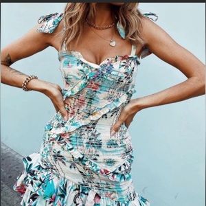 Rocco sand sunset smocked mini dress